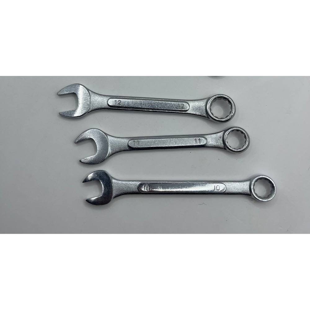 3 Piece Drop Forged Metric Combination Wrench Set 10mm 11mm 12mm Chrome‎ Finish